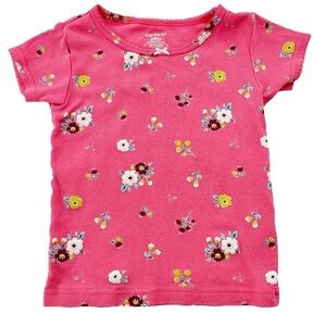 Carter’s Toddler Girl Pink Floral Short Sleeves and Pant Set Snug Fit 24 Months