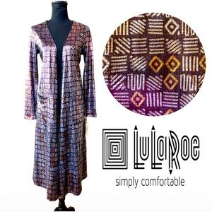 LULAROE Sarah Duster w/Pockets Geometric Gold Silver NWT (S)