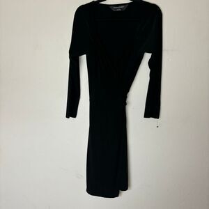 Norma Kamali Dress Women's Large Black Long Sleeve Wrap‎ Knee Length Workwear