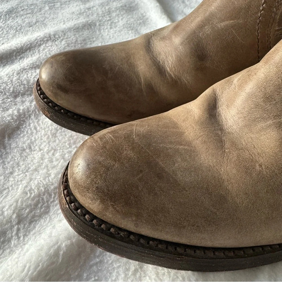 Vintage Frye Jane Leather Tall Boots 77594 Fold over Cuff Made in Mexico Neutral - Picture 5 of 13