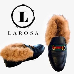 LAROSA Fur-Lined Loafer Leather Upper 235 (US 6)