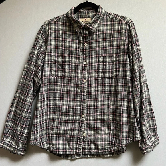 Woolrich red black plaid flannel button collar  shirt - Picture 1 of 9