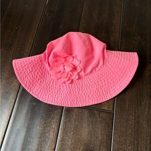 Girls Carters Sun Hat Wide Brim with Flower 2-4T