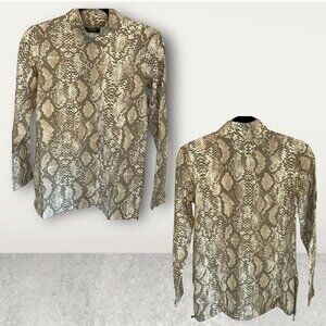 Susan Graver Snake Print , side zippers, tan mock turtleneck top Sz: 2XLP - NIB