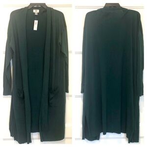 Old Navy 2X Open Front Duster Cardigan Fir Green