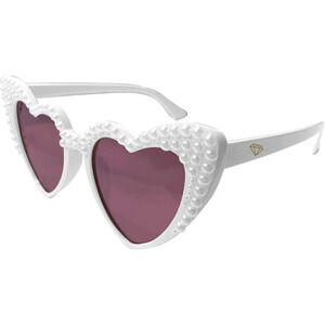 Women White Sunglasses, Pearl Heart  for Bride,Bridal Shower Accessory,