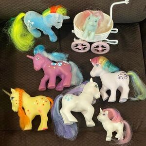 Vintage MLP My Little Pony G1 BAIT Baby Pony Cart wt Ponies Bundle LOT - AS IS