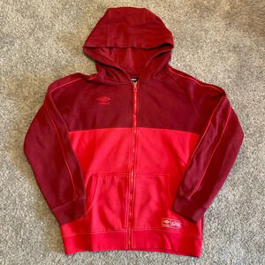 GUC Umbro Authentic Full Zip Jacket Kids size XL 16 - 18 Hooded Sweatshirt Red