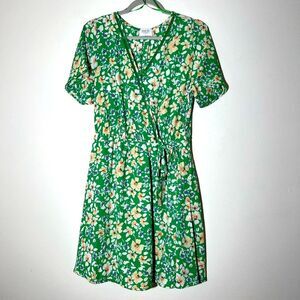 NWOT Sienna Sky Green Faux Wrap Floral Dress