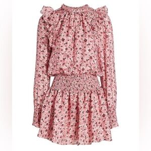 Ramy Brook Penelope Ruffle Dress Pink Floral size Medium