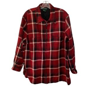 Vtg Lauren Ralph Lauren Wool Shacket  Plaid Red & Black Full Zip XMAS Women’s 3X