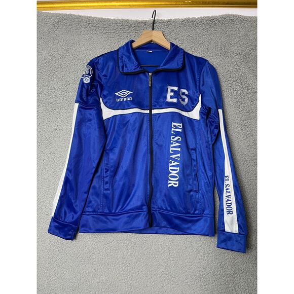 Umbro El Salvador Football Soccer Jacket Small Full Zip Windbreaker Blue Sport - Picture 1 of 16