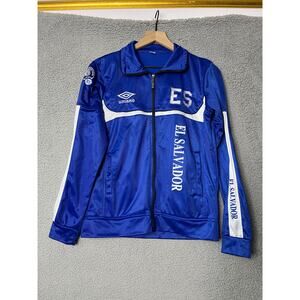 Umbro El Salvador Football Soccer Jacket Small Full Zip Windbreaker Blue Sport