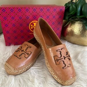 Tory Burch Ines leather logo espadrille loafers