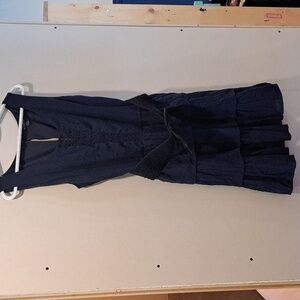 Le chateau dress navy blue woman's size XXL sleeveless knee length with belt