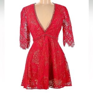 Majorelle Scarlet Red Lace Dress Size M