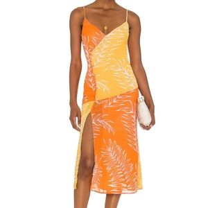 Camila Coelho Vivienne Midi Dress in Yellow & Orange