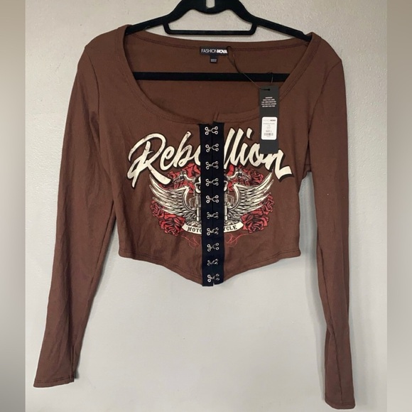 NWT Fashion Nova hook & eye long sleeve L - Picture 4 of 4