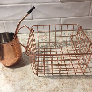 Copper Basket, Cup and Straw