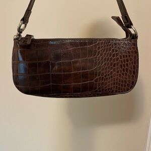 Urban Outfitters Brown Snakeskin Y2K Baguette Shoulder Bag