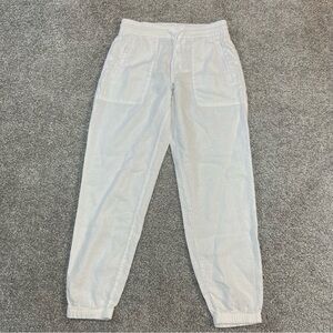 Athleta Pants Womens 6 White Retreat Linen Jogger Pull On Drawstring Resort