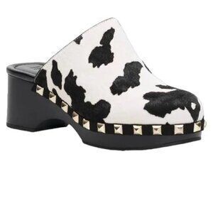 INC Cowhide Black and White clogs with 2 inch heel Size: 8.5 NWT