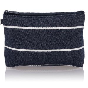 NWT Thirty-one Mini Zipper Pouch - Navy Wide Stripe, Zipper, D-Ring, Compact