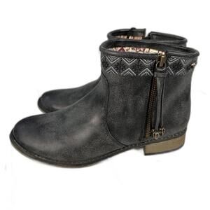 ROXY Sita Gray Zip Up Ankle Boot 6