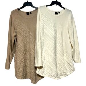 Rafaella Asymmetrical Cable Knit sweater bundle of Two size 2X