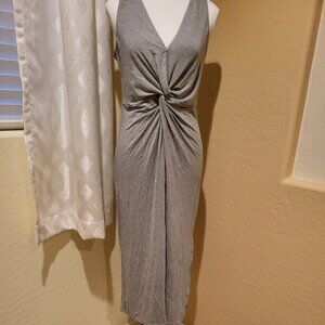 Nine Britton Rayon/Spandex Gray V-Neck Knot Maxi Dress NWOT