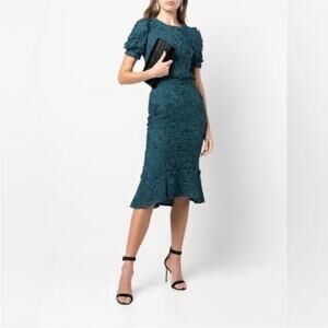 NWT Marchesa Notte guipure floral lace midi dress