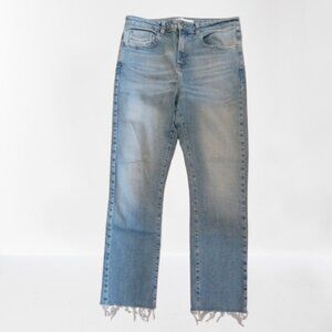 Zara Blue Straight Leg Jeans High Waisted Light Wash Size 8