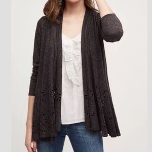 Anthropologie Meadow Rue Verna Laser Cut Waterfall Open Cardigan