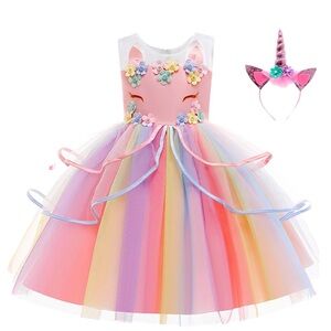 Unicorn Princess Dress and Headband for 7-8 years old (size 130)