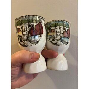 Vintage Johnson Brothers Ceramic Double Egg Cups Farmhouse Cottagecore Dishware