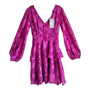 BAND OF THE FREE GYPSIES Women's M Mini Dress Kiss Me Fuchsia Fit & Flare Lined