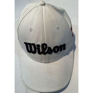 White Wilson Unisex Adjustable Golf‎ Hat Cap Black Logo 97% Polyester