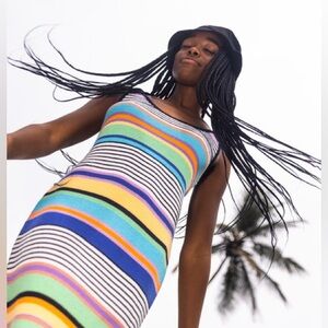 Roxy Women’s Sunshine Bouquet Striped Knit Midi Dress - Size Medium, Vacation