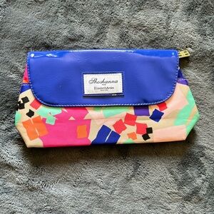 2/$10 SHOSHANNA For ELIZABETH ARDEN make up bag travel cosmetic case royal blue