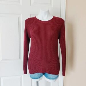 Sienna Sky ribbed burgundy pullover sweater sz M