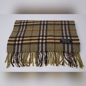 Burberry Vintage Scarf Nova Check 100% Cashmere England 90s Y2K 56" x 12"