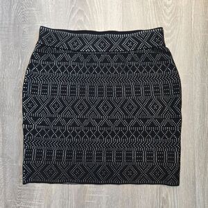 Krimson Klover geometric print sweater mini skirt black and white womans size S