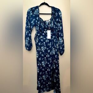 Lush Dark Blue Floral Maxi Dress Small NWT