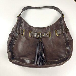 Tommy Hilfiger hobo shoulder bag faux leather brown tassel