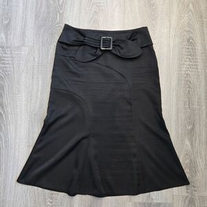 Cocon Design blk skirt EU 36 US 6 side zip belted womans polyester skirt