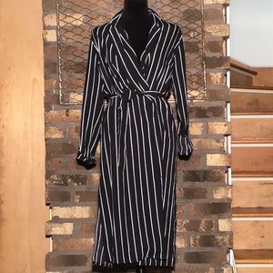 Favlux Fashion maxi jacket semi-sheer black white stripes M