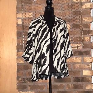 Luigi by Anthropologie zebra print blazer wool mix tab sleeve M