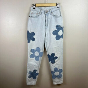 VTG Levi's 521 Jeans Womens Size 8 Floral Applique 90s 1994 Light Wash High Rise