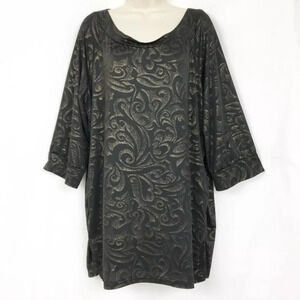 Jennifer Lauren Slinky Metallic Tunic Top Plus 2X