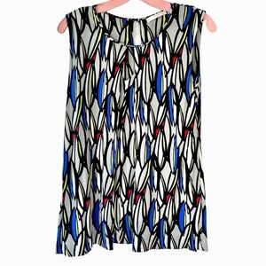 Hugo Boss Colorful Sleeveless Blouse w Keyhole Cutout and Metallic Band